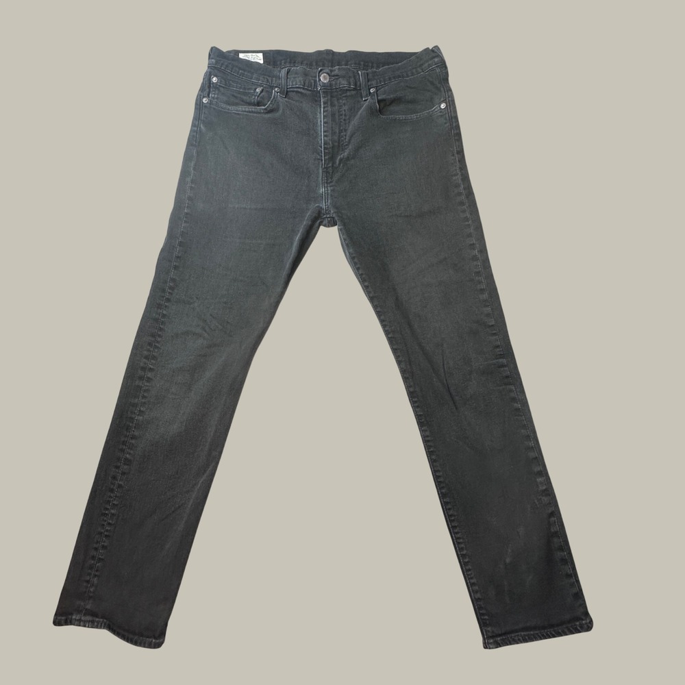 Levi's 502 Jeans Mens 36x29 Regular Taper Black Stretch WaterLess Denim Workwear